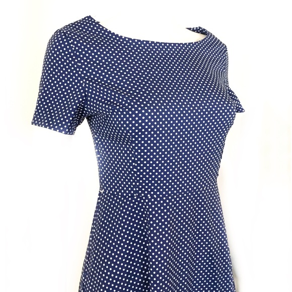Vintage 1960s handmade blue white polka dot dress - Picture 3 of 6